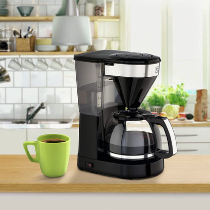 Melitta Filter Coffee Machine with Glass Jug, Easy Top II Model | Black/Brushed Steel | 6762889