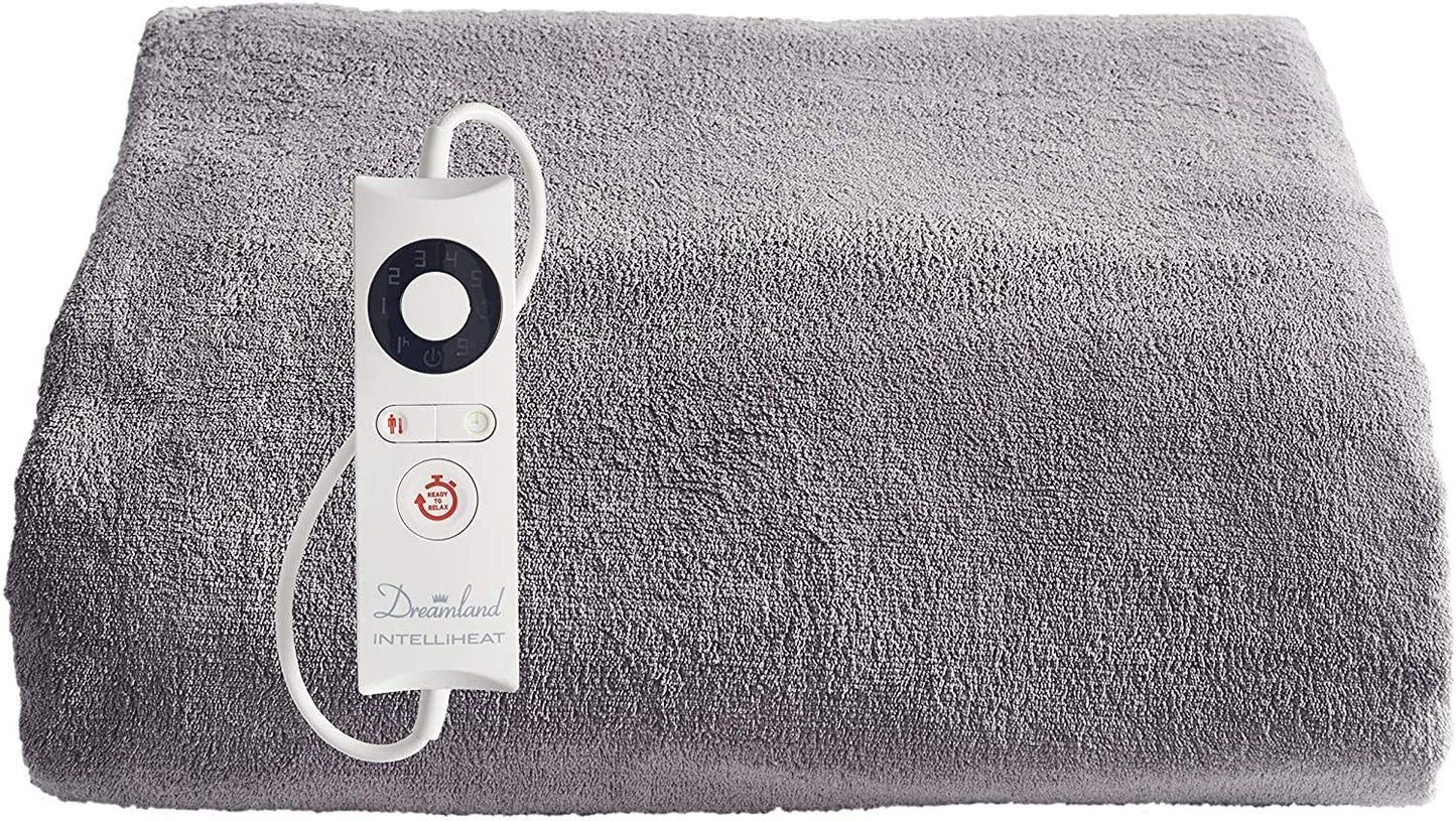 Dreamland Relaxwell Intelliheat fast heat up in 5 minutes Luxury Velvety heated electric throw | Grey | 160 x 120 cm | 6 temperature settings