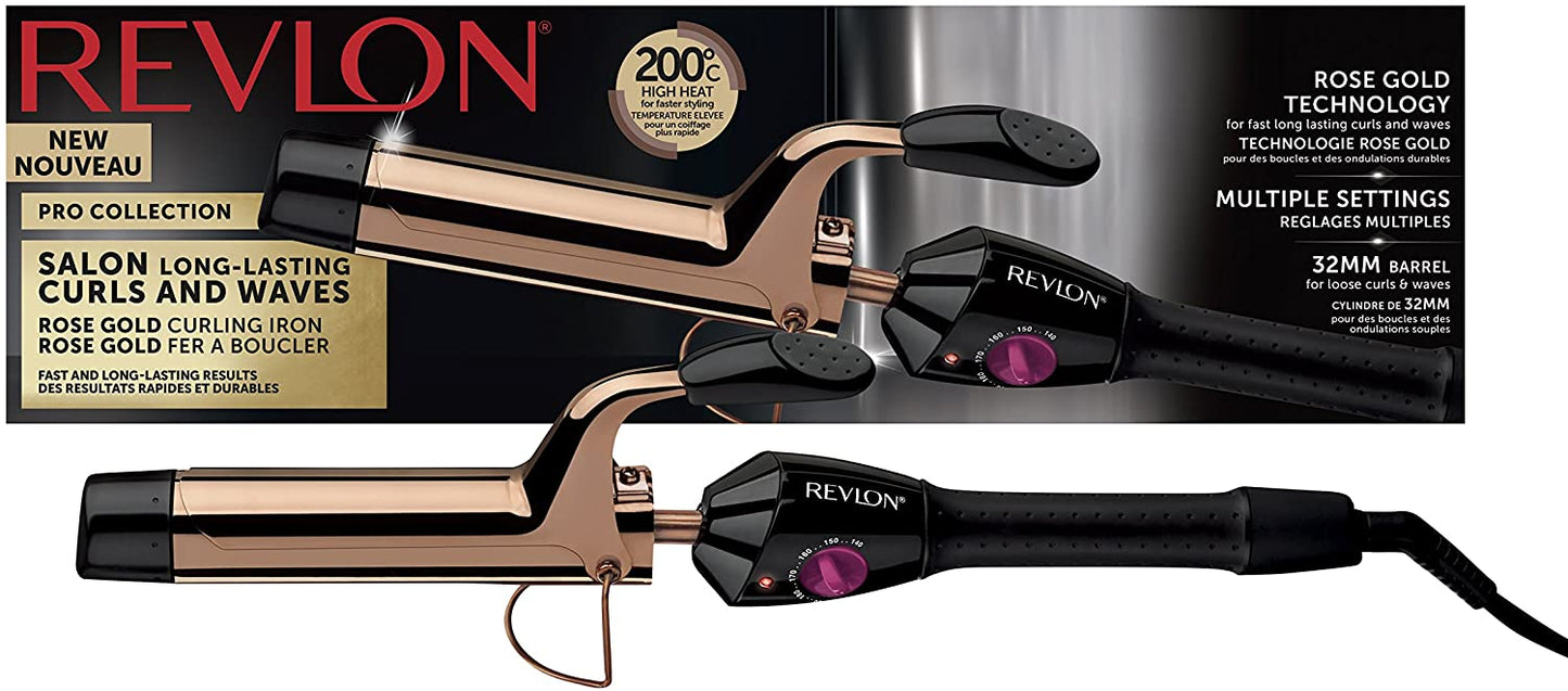 Revlon RVIR1159UK Salon Long Last Hair Curls Waves Styler 32mm Barrel - Rose Gold