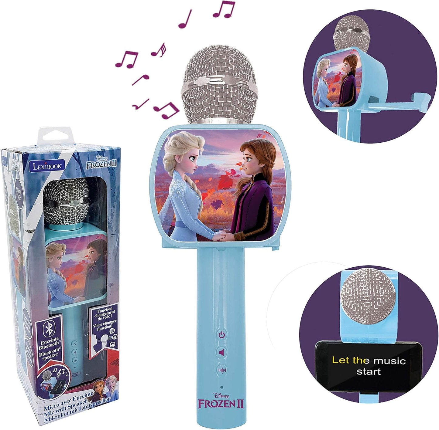 Lexibook Disney Frozen II Wireless Karaoke Mic with Bluetooth