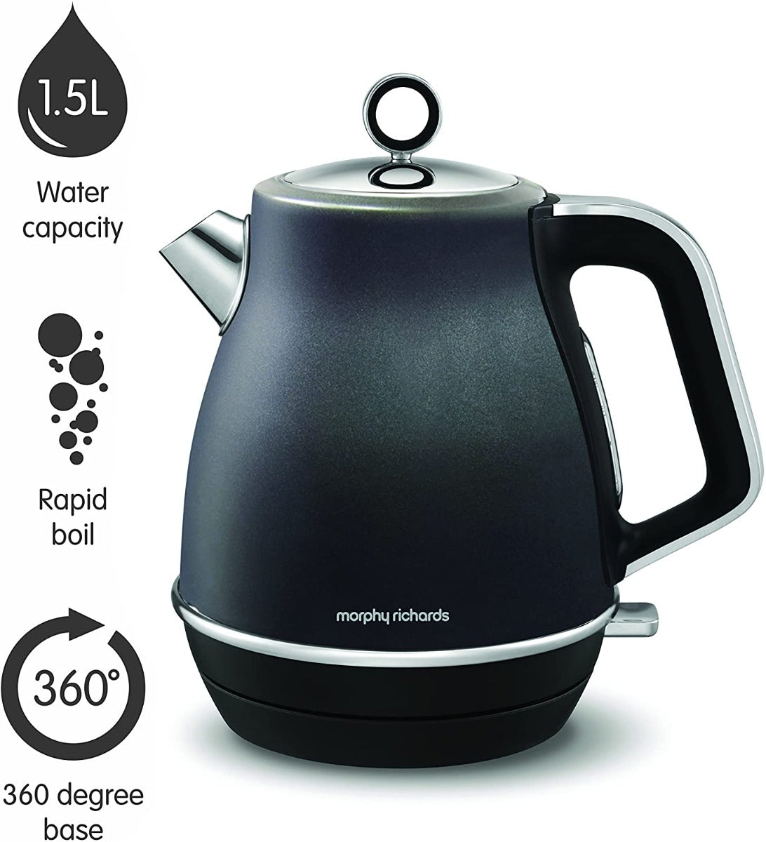 Morphy Richards Kettle Evoke Jug Kettle 104405 Electric Kettle, 1.5L, Black