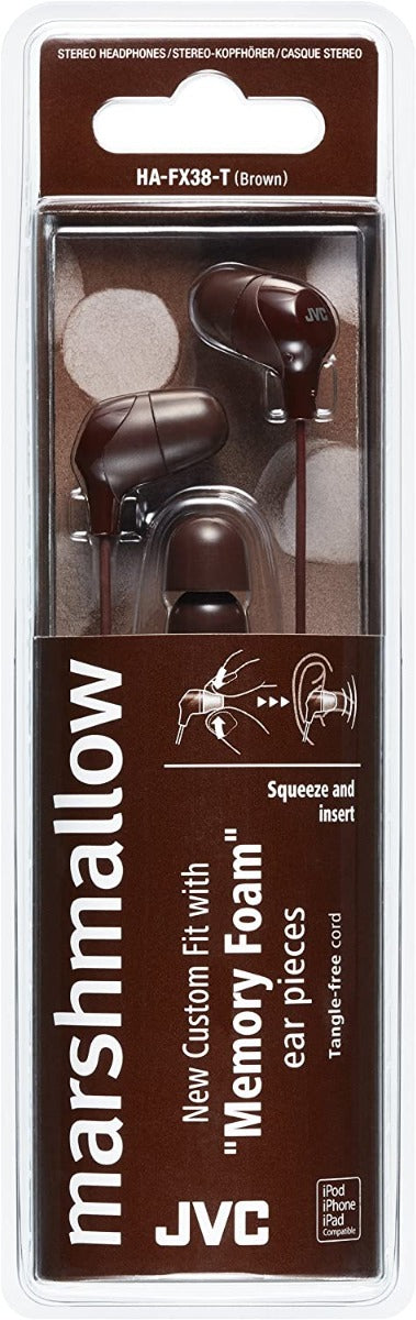JVC HA-FX38-T E In-Ear Headphones with High Comfort and Secure Fit, Brown