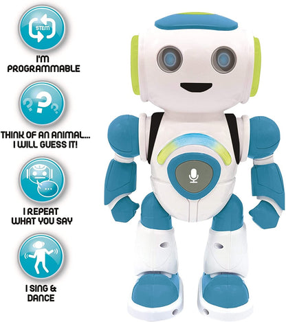 LEXIBOOK Smart Robot Powerman Junior Educational and Interactive Remote Control Toy, Blue and White , ROB20EN