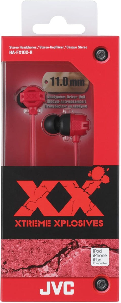 JVC HAFX102 RED In Ear Headphones