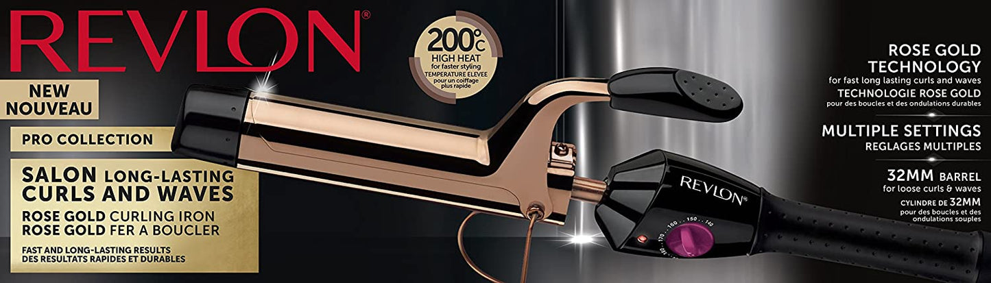 Revlon RVIR1159UK Salon Long Last Hair Curls Waves Styler 32mm Barrel - Rose Gold