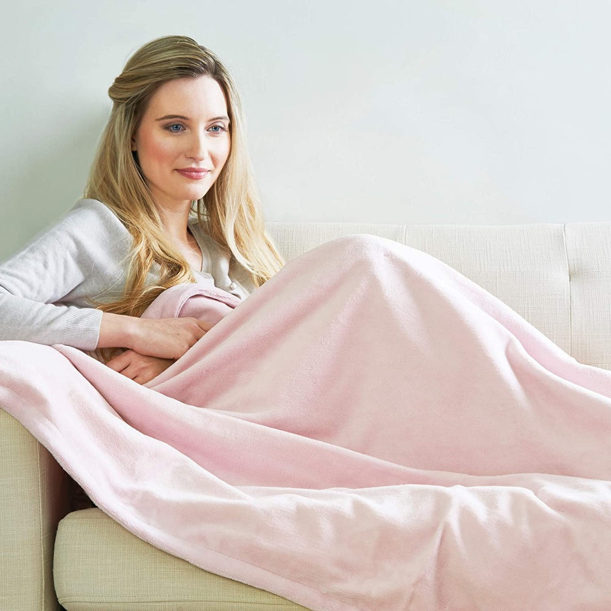 Dreamland Relaxwell Intelliheat+5 Minute Fast Heat Luxury Dusky Pink Heated Electric Throw | 120x160 cm | 1 Control, 6 Temperature Settings | Timer | Machine Washable