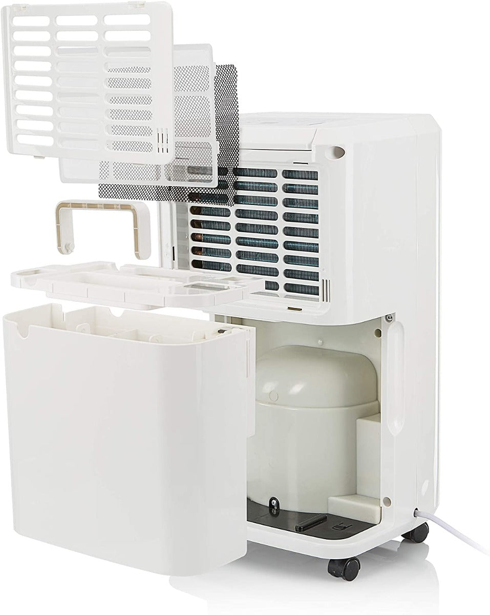 Tristar AC5420BS Portable Dehumidifier, 20 Litre, Suitable for Spaces up to 36 m sq. with 5 Litre Reservoir, Defrost Function, Low Noise - White