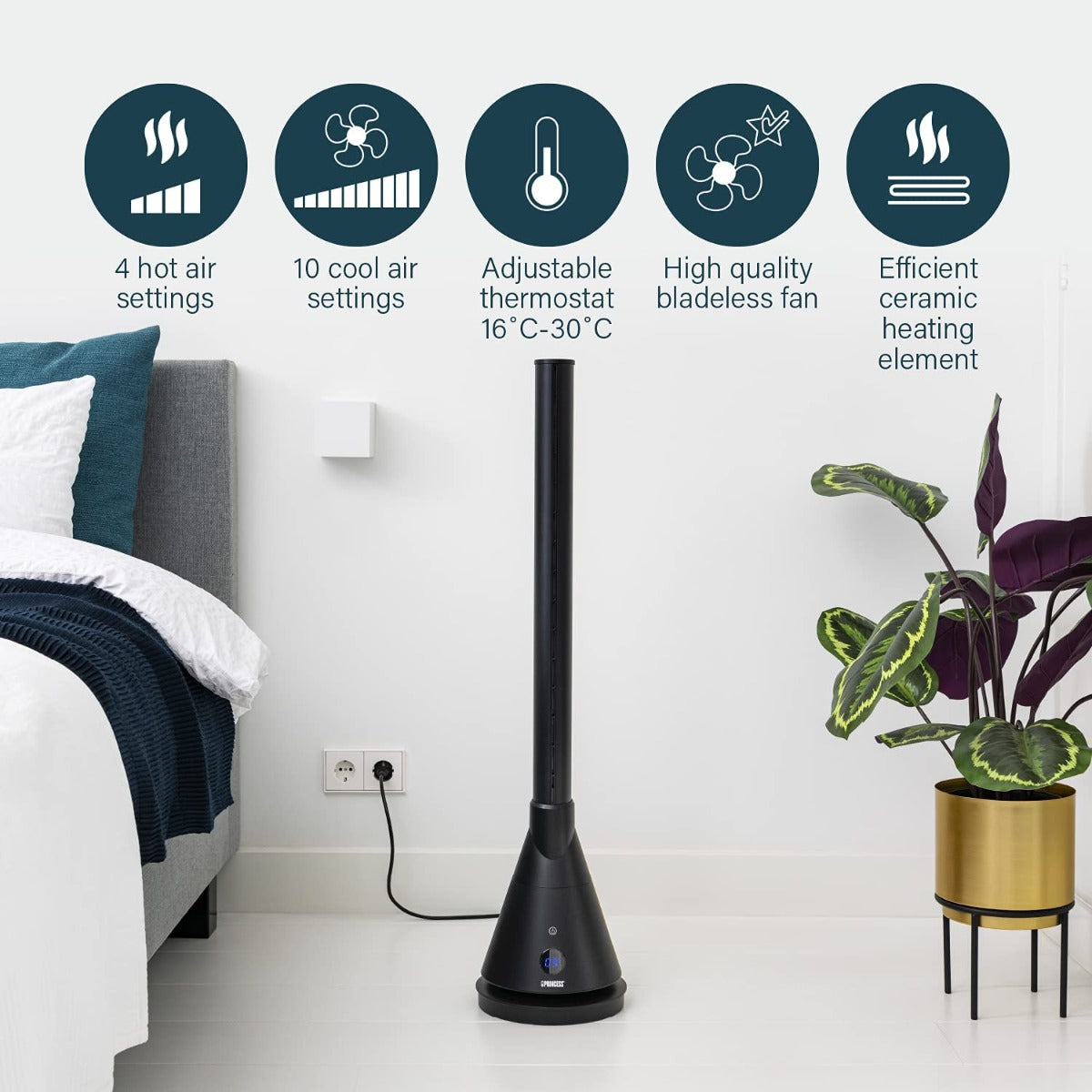 Princess 347000 Smart Heating and Cooling Tower - Black