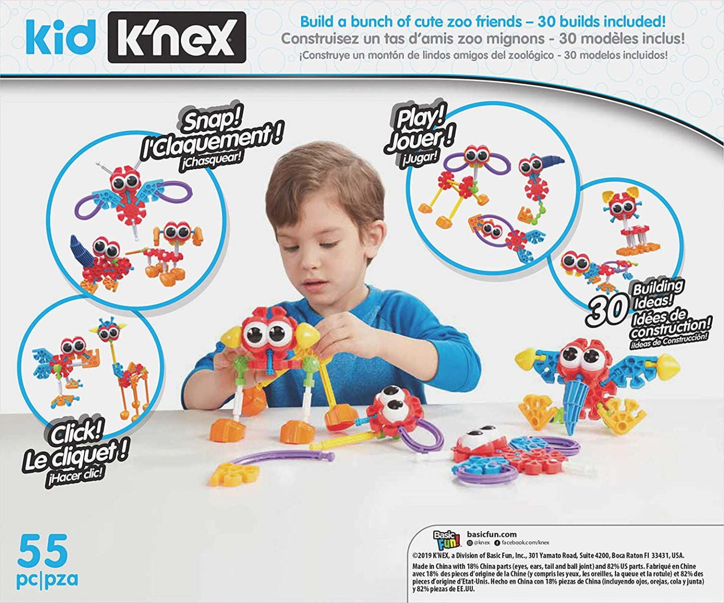 Kid K'Nex Zoo Friends Building Set - 55 Pieces - Ages 3+