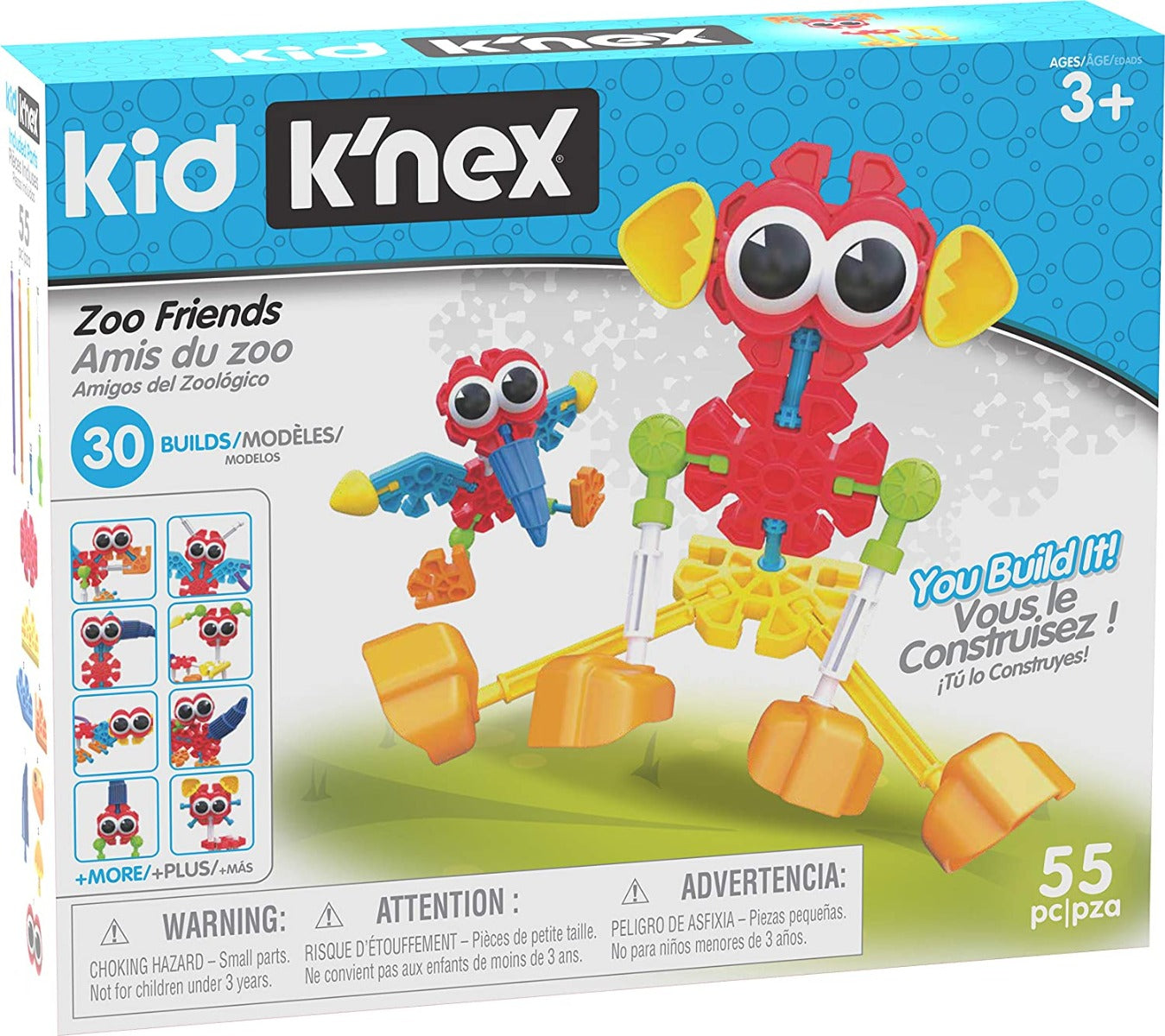 Kid K'Nex Zoo Friends Building Set - 55 Pieces - Ages 3+