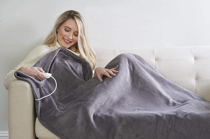 Dreamland Relaxwell Intelliheat fast heat up in 5 minutes Luxury Velvety heated electric throw | Grey | 160 x 120 cm | 6 temperature settings