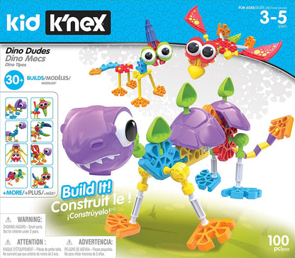 Kid K'NEX 85611 30 Model Dino Dudes Building Set, Kids Craft Set with 100 Pieces