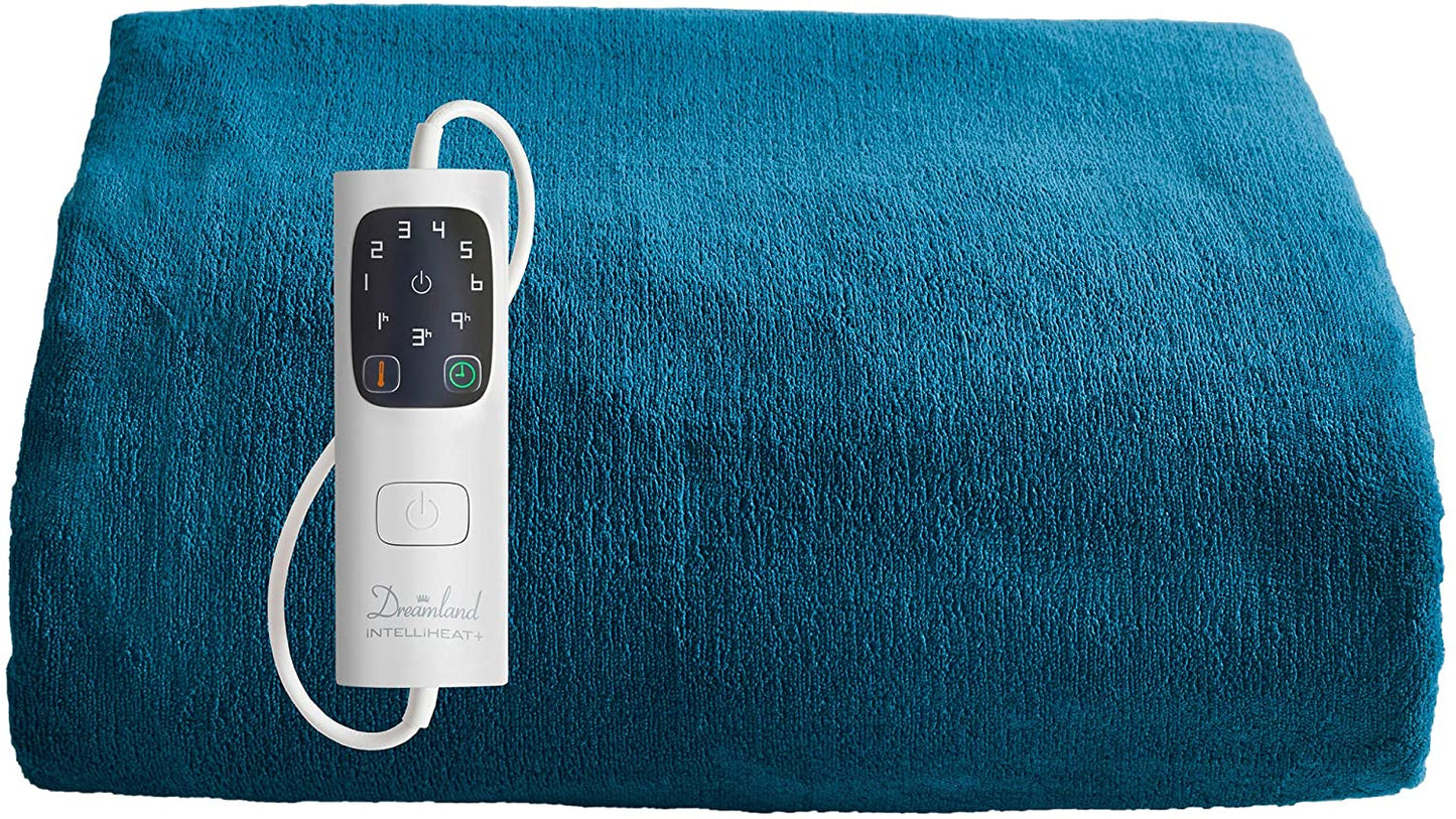 Dreamland Relaxwell Intelliheat+ 5 Minute Fast Heat Luxury Teal Blue Heated Electric Throw |120x160 cm | 1 Control, 6 Temperature Settings