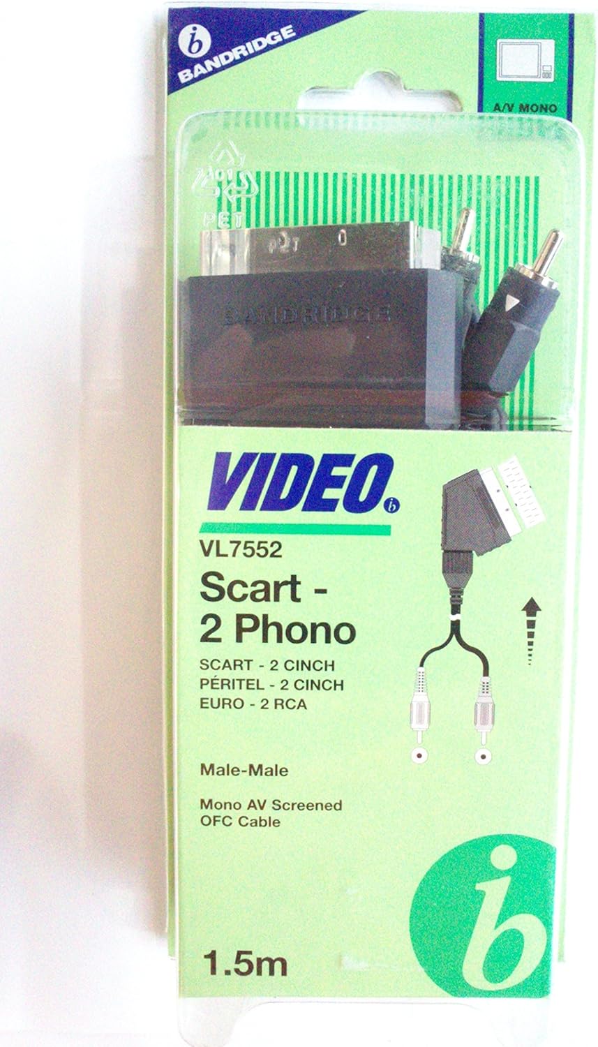 Bandridge VL7552 Scart 2 Phono cable - 1.5m