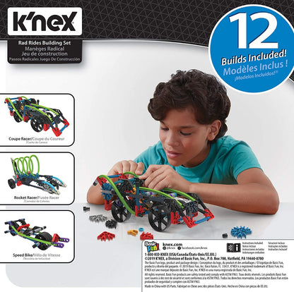 K'NEX 15214 12 Model Rad Rides Building Set, Educational Toys for Boys and Girls, 206 Piece Stem Learning Kit