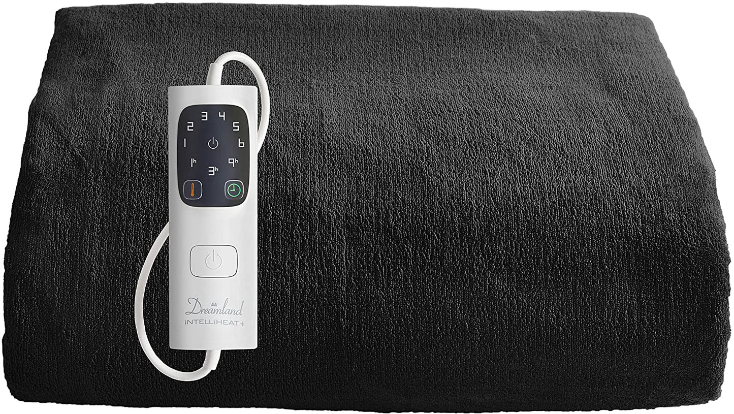 Dreamland Relaxwell Intelliheat+ 5 Minute Fast Heat Luxury Black Heated Electric Throw | 120 x 160cm | 1 Control, 6 Temperature Settings