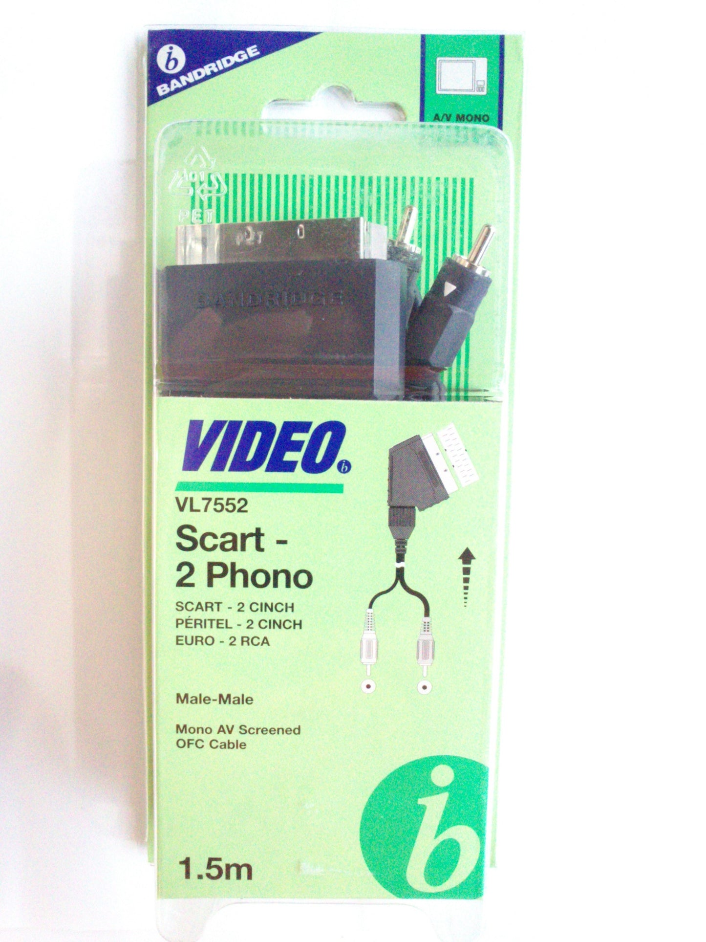Bandridge VL7552 Scart 2 Phono cable - 1.5m