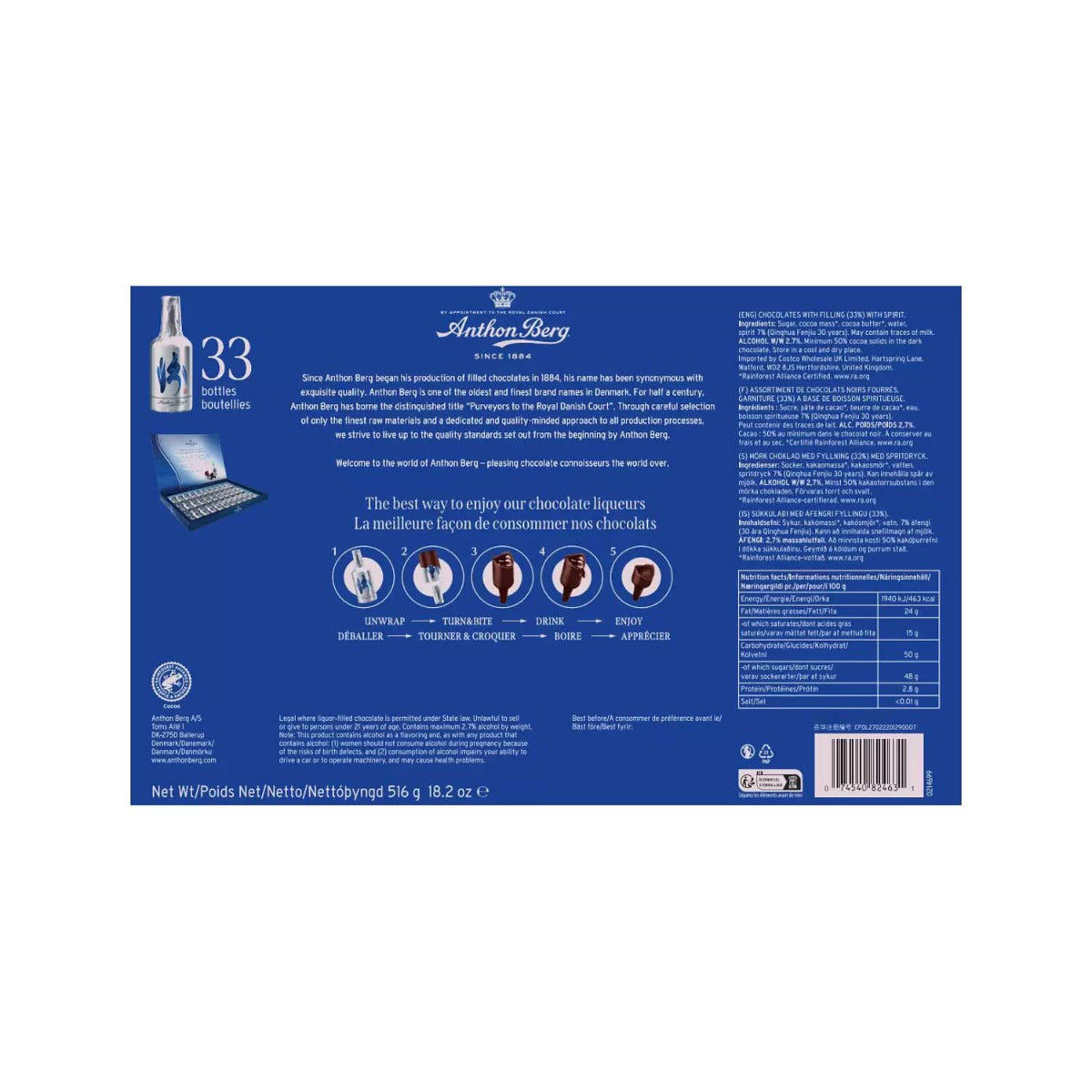 Anthon Berg Dark Chocolate with Premium Spirits 516g