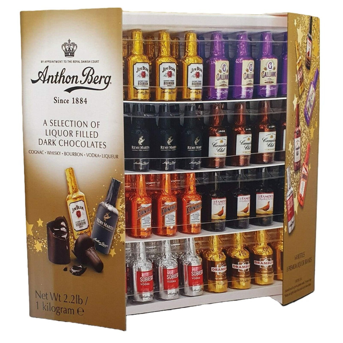 Anthon Berg - Chocolate Liqueurs - Famous Liqueur Brands - 64 bottles 1 Kg - With a Delicious Liquid Filling