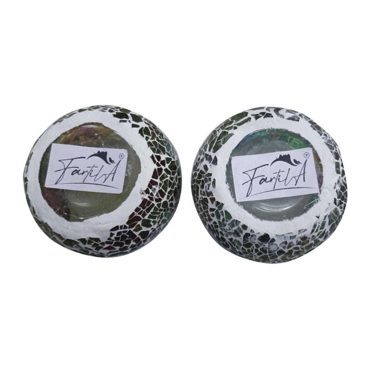 Fartila CLIMAGE45 Glass Candle Holder Mosaic Pattern Pack of 2
