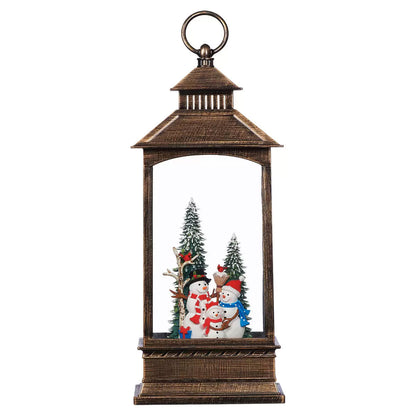 Holiday Lantern with LED Light Snowman
