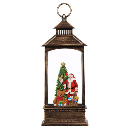 Holiday Lantern with LED Light Santa
