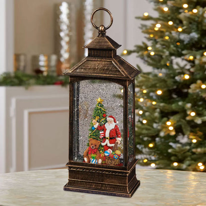 Holiday Lantern with LED Light Santa