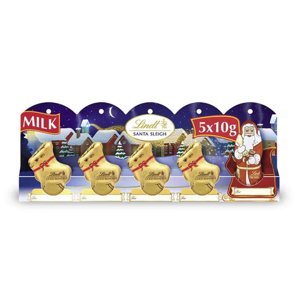 Lindt Santa Sleigh Milk Chocolate 5 Pack Perforation 50g