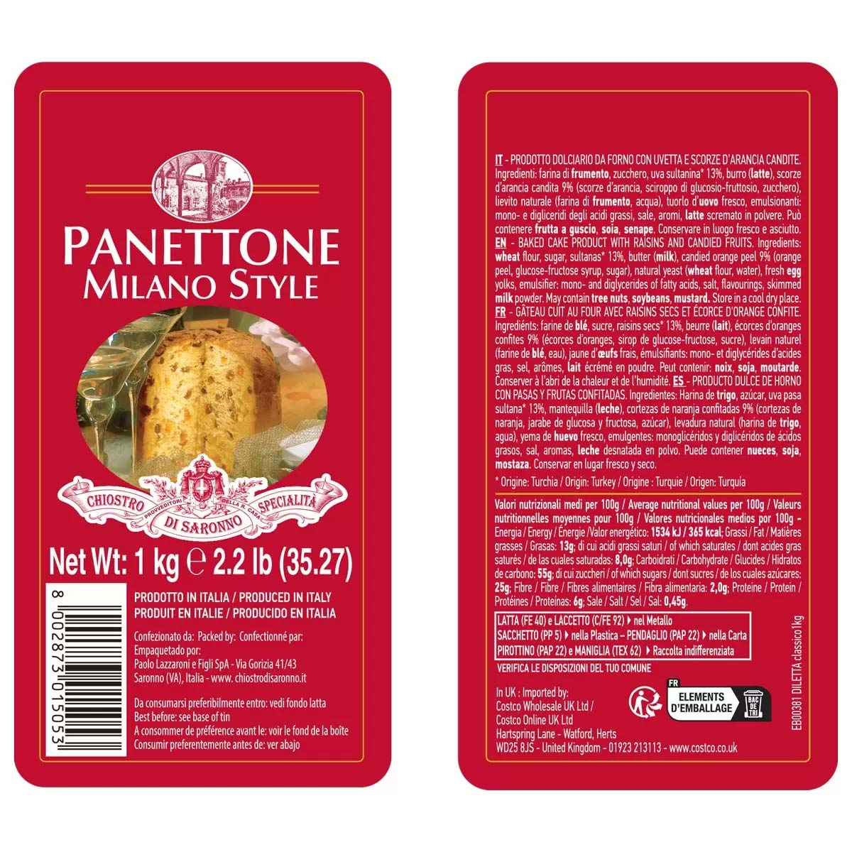 Panettone Classic Tin Box 1kg