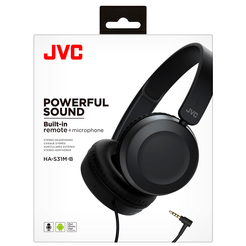 JVC Foldable Headphones with Remote Mic - Black