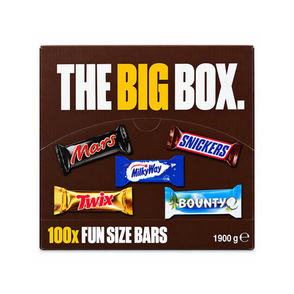 Mars, Snickers, Twix, Milky Way & Bounty Fun Size Chocolate Bars Box – 100 Pieces