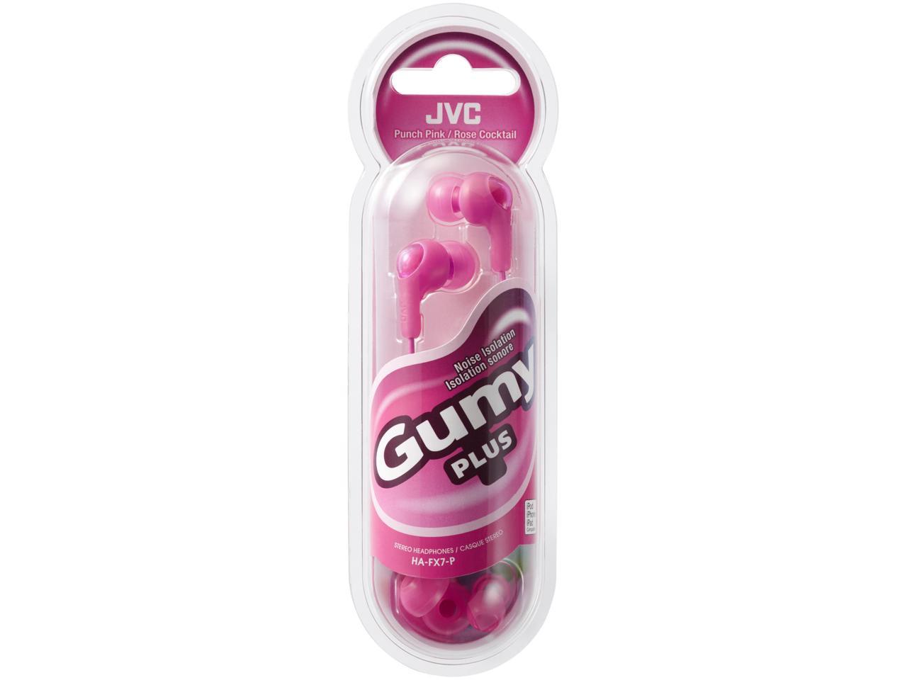 JVC HAFX7P Gumy Plus Headphones - PINK