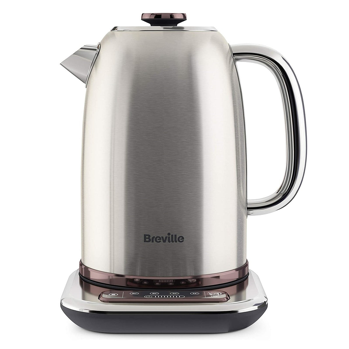 Breville Temperature Select Electric Kettle | 1.7 L | 3kW Fast Boil | Smart Digital Controls | Brushed Nickel I Silver/Grey