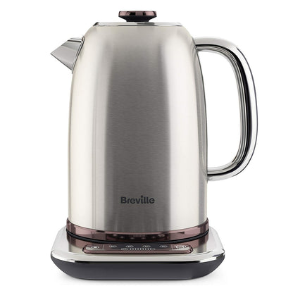 Breville Temperature Select Electric Kettle | 1.7 L | 3kW Fast Boil | Smart Digital Controls | Brushed Nickel I Silver/Grey