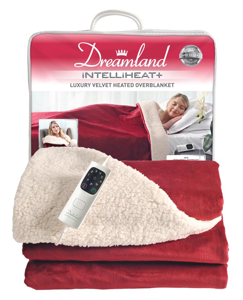 Dreamland 16772 Intelliheat Wine Velvet Sherpa Electric Heated Throw Blanket