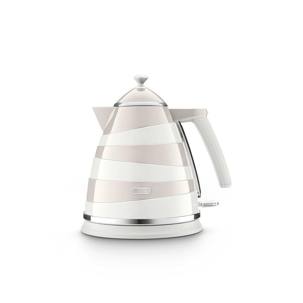 De'Longhi Avvolta KBAC3001.W Kettle, Anti-Scale Filter, 1.7 Liters, 360 Degree Swivel Base, White & Beige