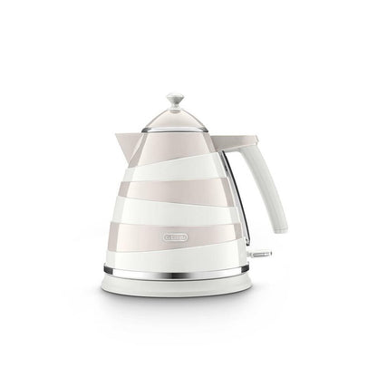 De'Longhi Avvolta KBAC3001.W Kettle, Anti-Scale Filter, 1.7 Liters, 360 Degree Swivel Base, White & Beige