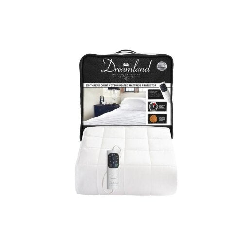 Dreamland Boutique Hotel 200 Thread Count Cotton Percale Electric Mattress Protector Single 190x190cm, 1 Control - 16699
