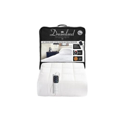 Dreamland Boutique Hotel 200 Thread Count Cotton Percale Electric Mattress Protector Single 190x190cm, 1 Control - 16699