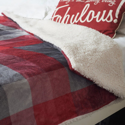 Dreamland Intelliheat  Luxury Tartan Check Velvety Sherpa Heated Overblanket/Throw - 6 Heat Setting -16773