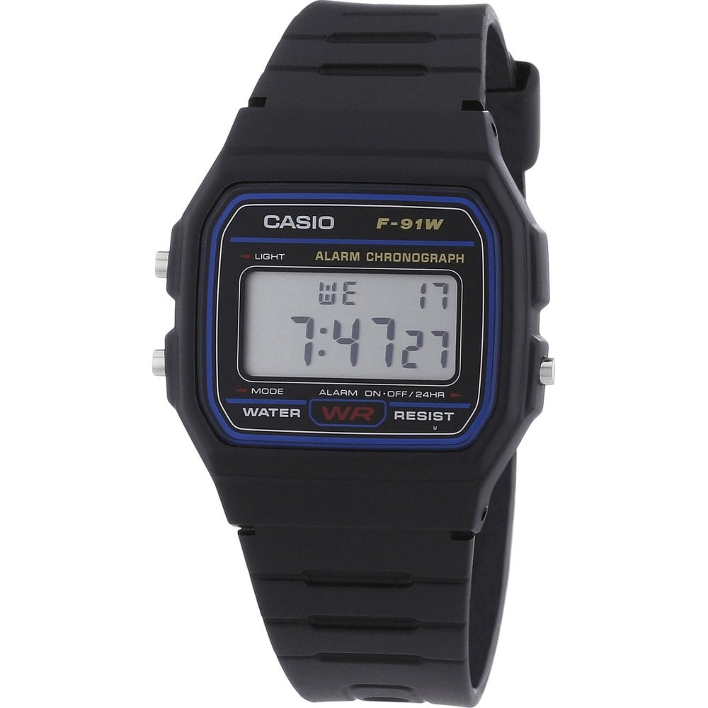 Casio F-91W-1YER Casual Digital Watch with Black Resin Strap