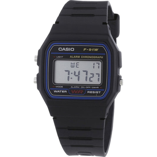 Casio F-91W-1YER Casual Digital Watch with Black Resin Strap