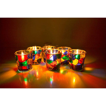 Fartila CLIMAGE30 Glass Candle Holder Multicolour Pack of 2