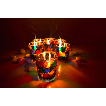 Fartila CLIMAGE30 Glass Candle Holder Multicolour Pack of 2