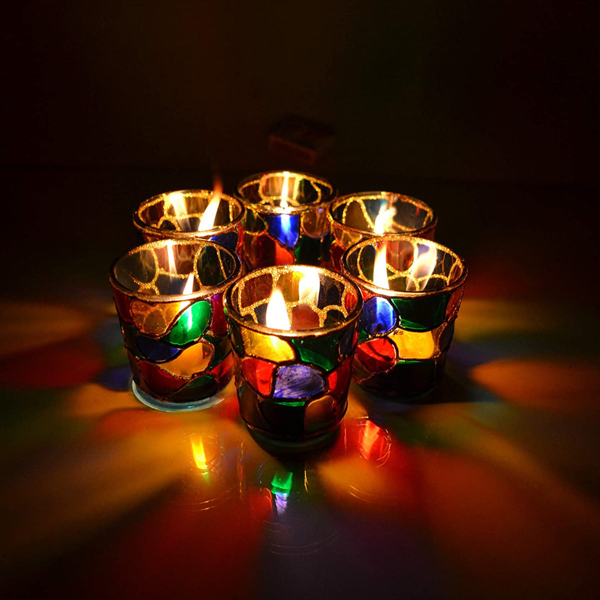 Fartila CLIMAGE30 Glass Candle Holder Multicolour Pack of 2