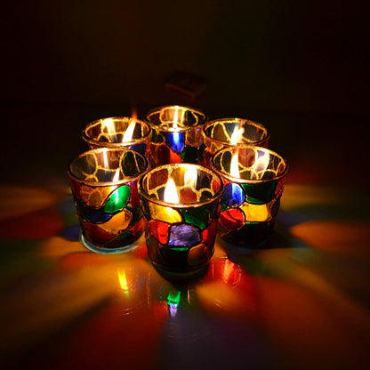 Fartila CLIMAGE30 Glass Candle Holder Multicolour Pack of 2