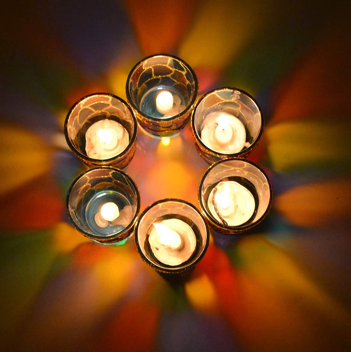 Fartila CLIMAGE30 Glass Candle Holder Multicolour Pack of 2