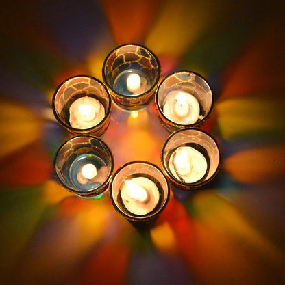 Fartila CLIMAGE30 Glass Candle Holder Multicolour Pack of 2