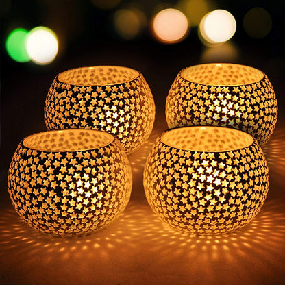 Fartila CLIMAGE34 Glass Candle Holder White Star Pack of 2
