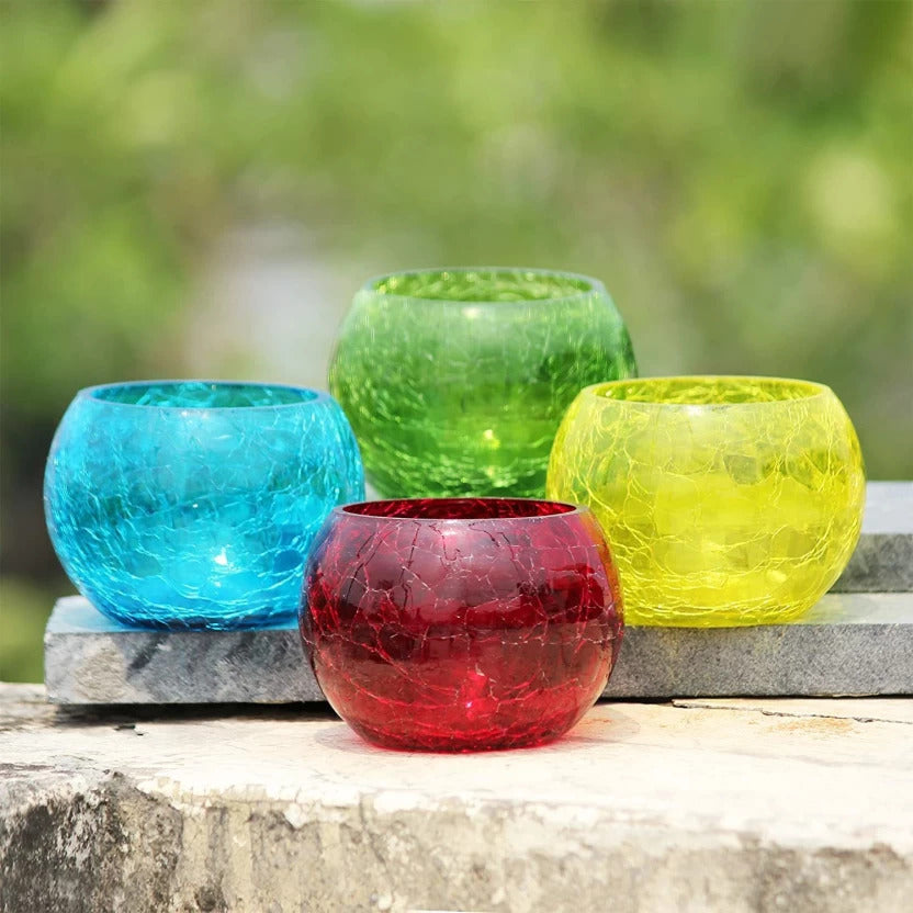 Fartila CLIMAGE35 Glass Candle Holder Cracked Pack of 2